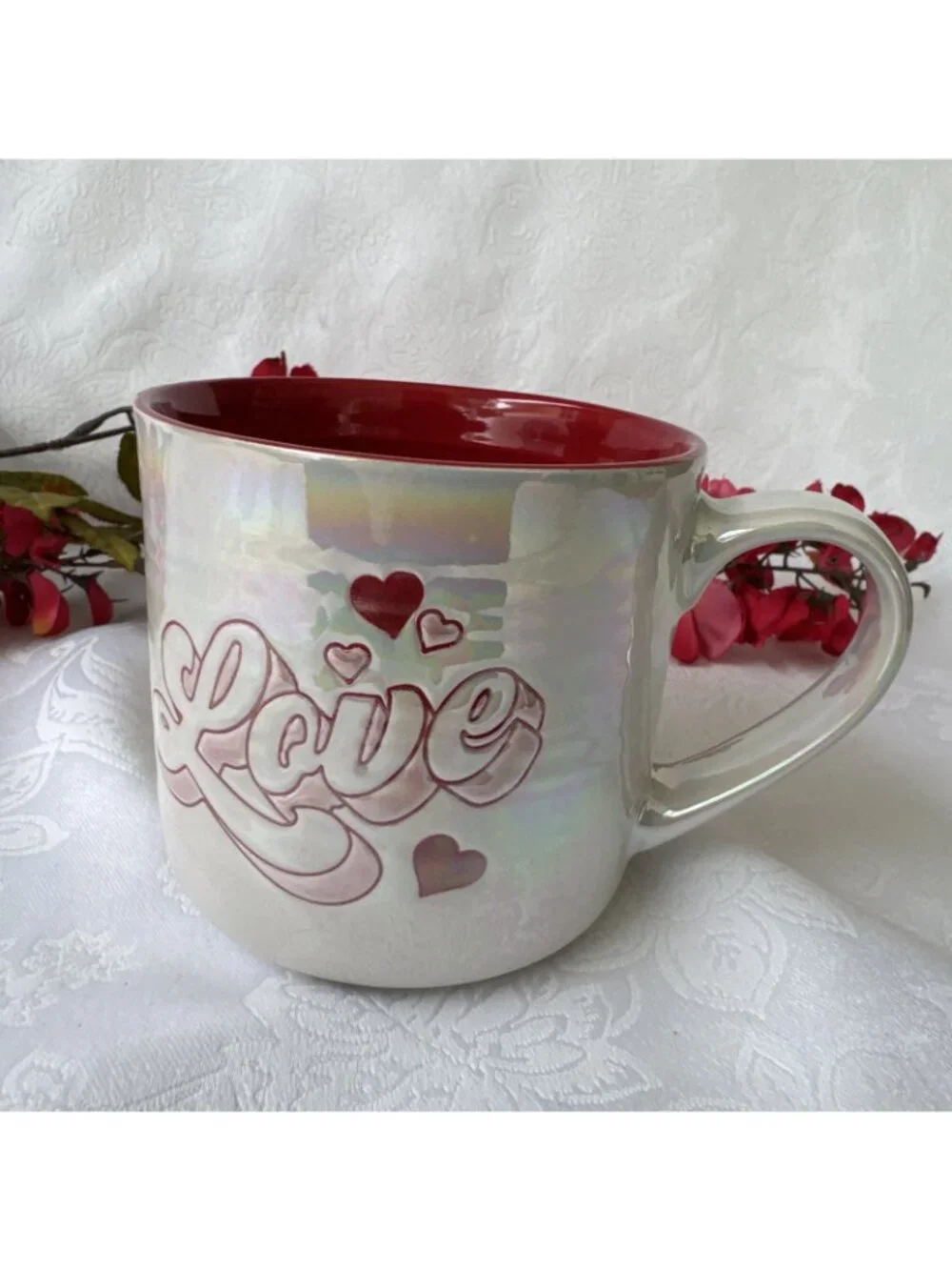Spectrum Design Ceramic 16 oz Love Coffee Mug Luster Heart Felt Nordstrom NEW